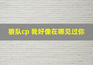 狼队cp 我好像在哪见过你